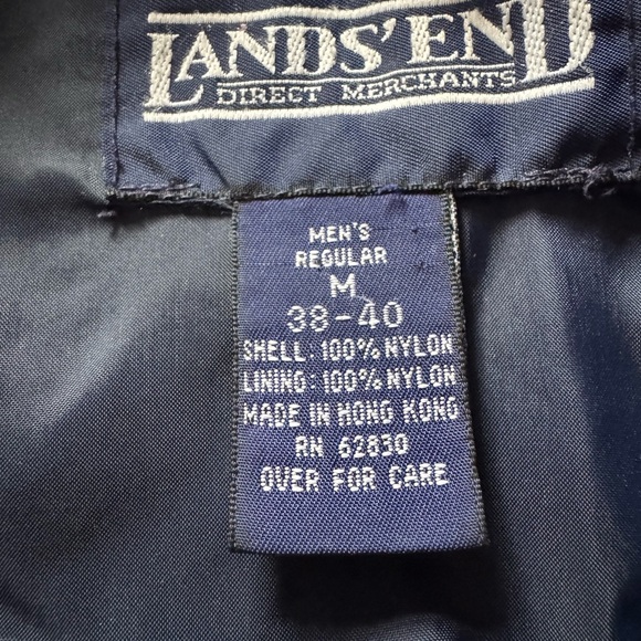 Vintage Lands End Nylon Full Zip Jacket Men Size Medium Regular Packable Hood - Picture 8 of 8